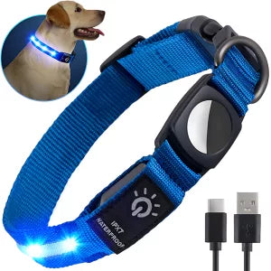 Coleira LED Impermeável para Cão com Suporte para Rastreador