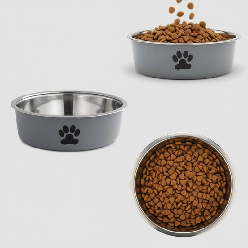 Comedouro de Aço Inox para Cães com Base de Silicone Antiderrapante