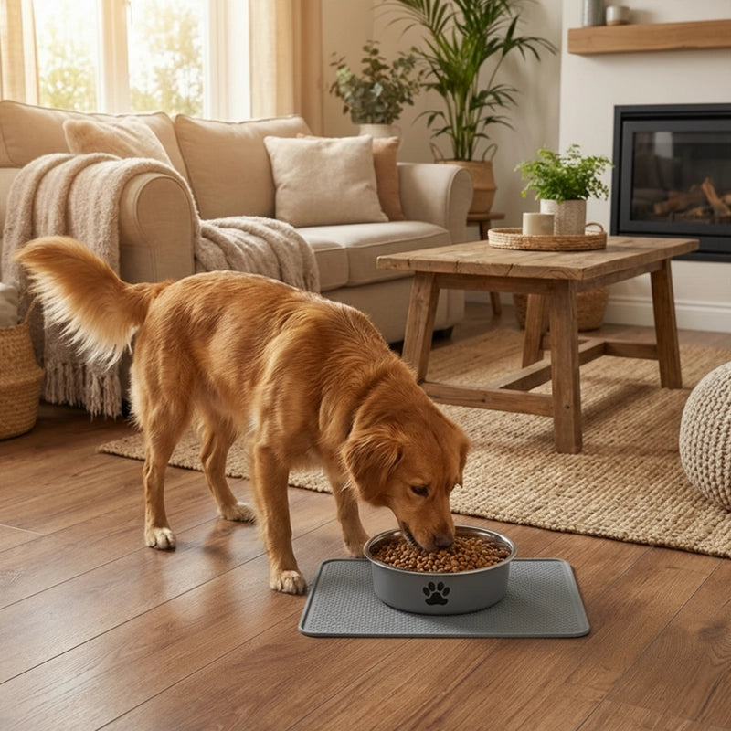 Comedouro de Aço Inox para Cães com Base de Silicone Antiderrapante