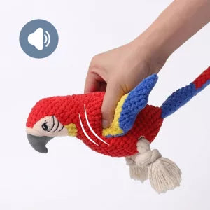 Brinquedo de Papagaio Macio e Interativo com Apito para Cães