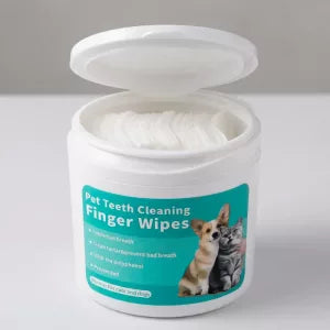 50un Toalhitas Dentárias de Dedo para Cão Almofadas de Limpeza de Orelhas para Animais