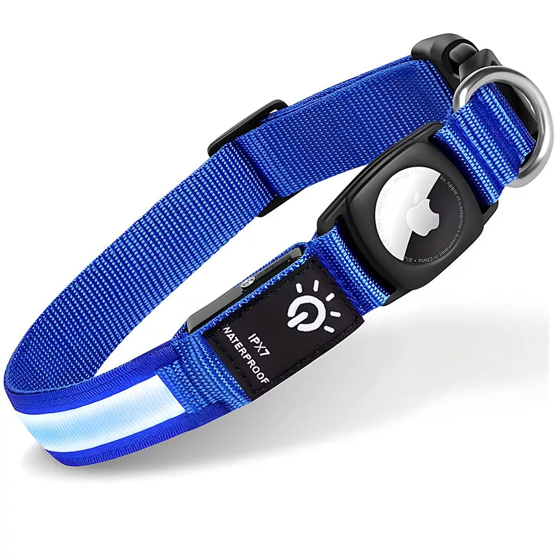 Coleira LED Impermeável para Cão com Suporte para Rastreador