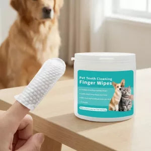50un Toalhitas Dentárias de Dedo para Cão Almofadas de Limpeza de Orelhas para Animais