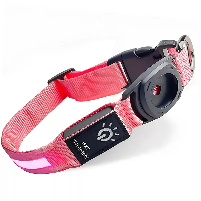 Coleira LED Impermeável para Cão com Suporte para Rastreador