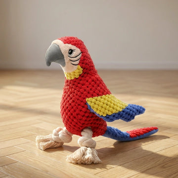 Brinquedo de Papagaio Macio e Interativo com Apito para Cães
