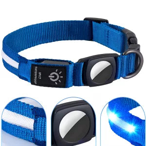 Coleira LED Impermeável para Cão com Suporte para Rastreador